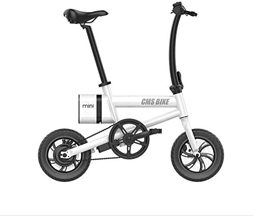 Electric Bike : Home 12-inch Foldable Electric Bicycle 250W 36V 6A Removable Lithium Battery, With USB Interface And Dual Disc Brakes, City Commuter Bike With A Maximum Speed Of 25Km / H, With LED Battery Indicator, Bl