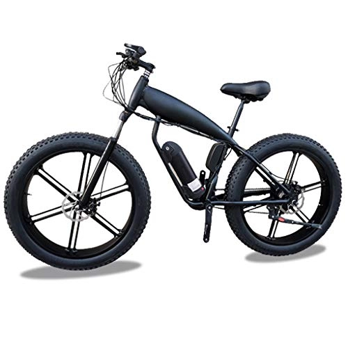 Electric Bike : HOME-MJJ 48V 400W Electric Bike 26inch Fat Tire E-Bike Beach Cruiser Men's Sports Mountain Bikes Lithium Battery Hydraulic Disc Brakes (Color : Black, Size : 14Ah)
