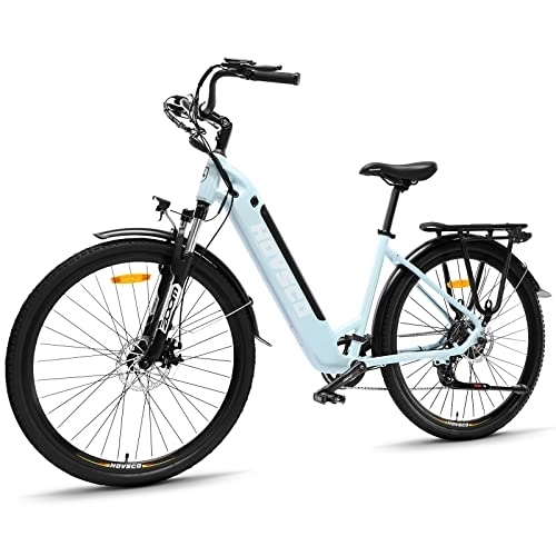 Electric Bike : HOVSCO Electric Bike, 28" Mountain Bike, City Bike, 250W Bafang Motor, 36V 12.5Ah Removable Battery, 7-Speed, Shimano Gearing System, Dual Disk Brake, Electric Bikes for Adults(Blue)