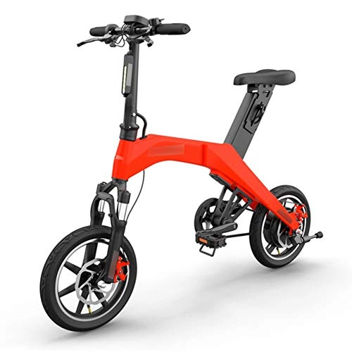 Electric Bike : HS-QFQ Electric Moped 14 Inches Folding Electric Car Maximum Speed 25Km / H Aluminum Alloy Body 36V 7.8AH 18650 Lithium Battery Adult Electric Bicycle, Red