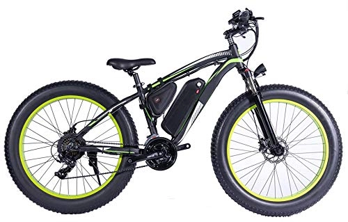 Electric Bike : HSART 1000W Electric Bicycle, 26" Mountain Bike, Fat Tire Ebike, 48V 13AH Lithium Ion Battery Suspension Fork MTB, Black, Black