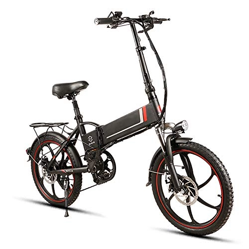 Electric Bike : HSART 20" Folding Electric Mountain Bike 350W Motor 48V 10.4AH Lithium Battery 21 Speed 4 Working Modes E-Bike for Adults(Black)