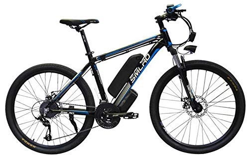 Electric Bike : HSART 26'' Electric Mountain Bike, 1000W Ebike with Removable 48V 15AH Battery 27 Speed Gear Professional Outdoor Cycling Electric Bicycle, Blue