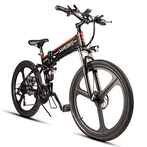 Electric Bike : HSART 26'' Folding Electric Mountain Bike with 350W Motor 48V 10.4Ah Lithium-Ion Battery - 21 Speed Shift Assisted E-Bike for Adults Men Women(Black)