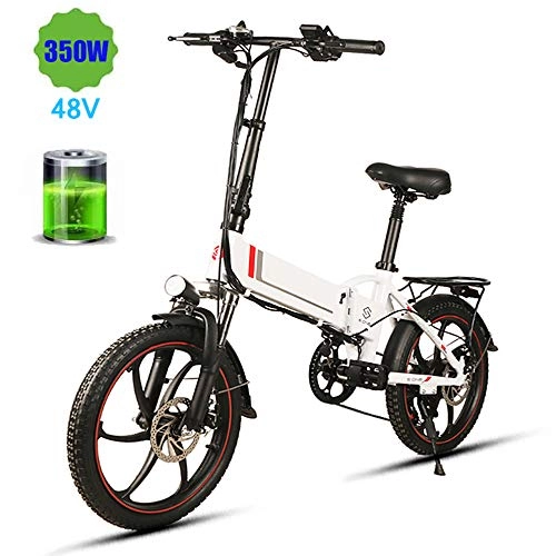 Electric Bike : HSART E-Bike Folding Electric Mountain Bike 350W Motor 48V 10AH Lithium-Ion Battery Max Speed 32Km / H 20'' Compact MTB for Adults Men Women(Black)