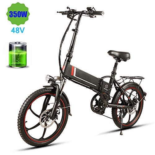 Electric Bike : HSART Foldable E-Bike Mountain Bike 48V 10.4AH Lithium Battery 350W 21 Speed Electric Bike for Adult (Black)