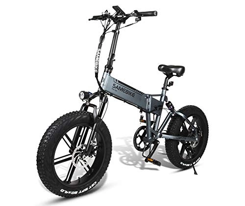 Electric Bike : HSART XWXL09 Electric Bike for Men And Women, 500W Aluminum Alloy Ebike with 48V 10.4AH Lithium Battery USB Interface, Full Suspension Folding Bike for Adults(Gray), Gray