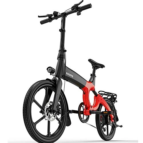 Electric Bike : HSJCZMD Electric Folding Bike, 48v Electric Bike for Men and Women, Hydraulic Spring Shock Absorption, 20-inch Magnesium Alloy Bicycle, Pedal Assist 80km, Red