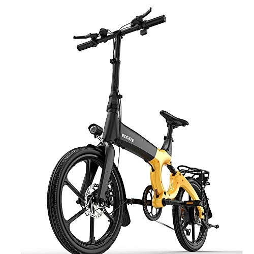 Electric Bike : HSJCZMD Electric Folding Bike, 48v Electric Bike for Men and Women, Hydraulic Spring Shock Absorption, 20-inch Magnesium Alloy Bicycle, Pedal Assist 80km, Yellow