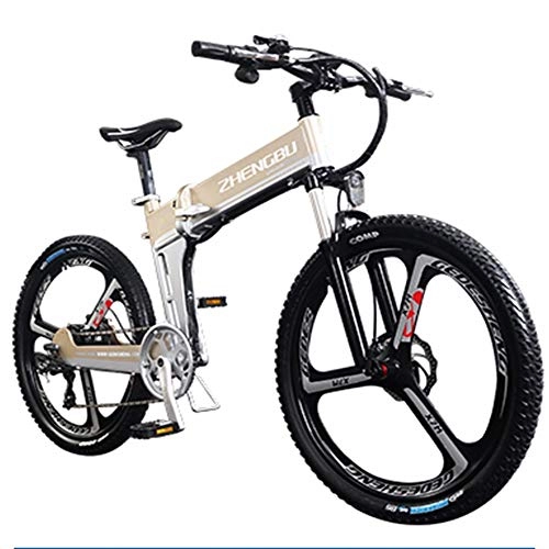 Electric Bike : HSTD Electric Bike Foldable - 26'' Electric Mountain Bike, Intelligent Display Instrument, 48V 10Ah Rechargeable Lithium Battery, Three Working Modes, 21 / 27 Speed Shifter Metallic-Mechanical d