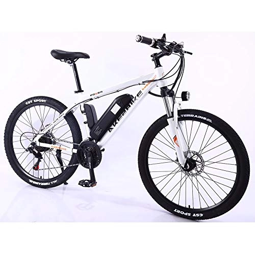 Electric Bike : HSTD Electric Mountain Bike - Dual Disc Brakes Electric Bicycle, 36V 8Ah Rechargeable Lithium Battery, Three Working Modes, City Bike, 14'' Nylon Pneumatic Tyres, Commute Ebike White-36V / 10