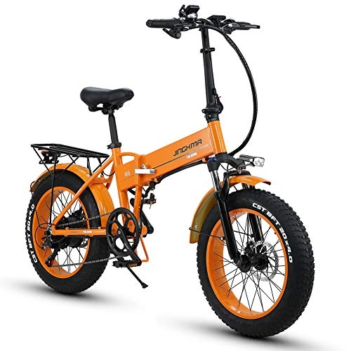 Electric Bike : HUAKAII R6 20 Inch Folding Electric Bike 350W / 500W 48V 10ah / 12.8ah LG Li-ion Battery 5 Level (orange, 350w 12.8ah LG)