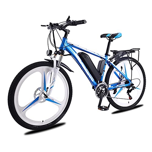 Electric Bike : HULLSI Electric Bike, Aluminum Alloy for Adults Mountain Bike with 350W Motor, 36V / 10Ah Removable Lithium Battery, 21Speed Gears, Double Disc Brakes, Blue, 26 inch