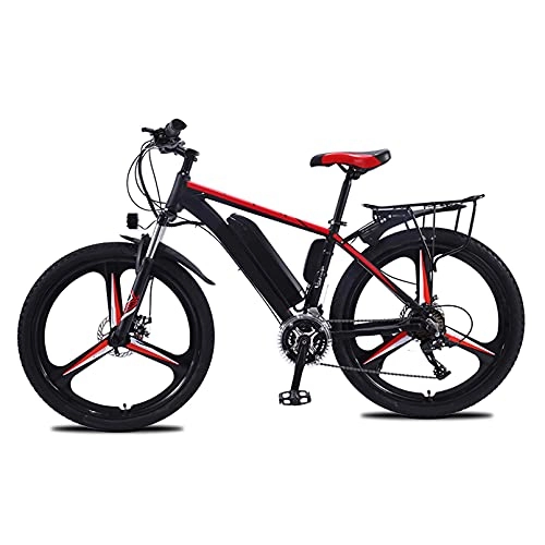 Electric Bike : HULLSI Electric Bike, Aluminum Alloy for Adults Mountain Bike with 350W Motor, 36V / 10Ah Removable Lithium Battery, 21Speed Gears, Double Disc Brakes, Red, 26 inch