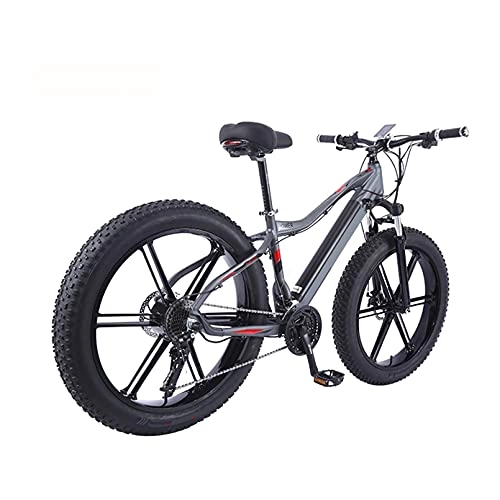 Electric Bike : HULLSI Electric Bike, Aluminum Alloy for Adults Mountain Bike with 36V 350W Motor, Removable Lithium Battery, 27 Speed Gears, Rough Wheel Snowmobile Double Disc Brakes, Gray, 26 inch