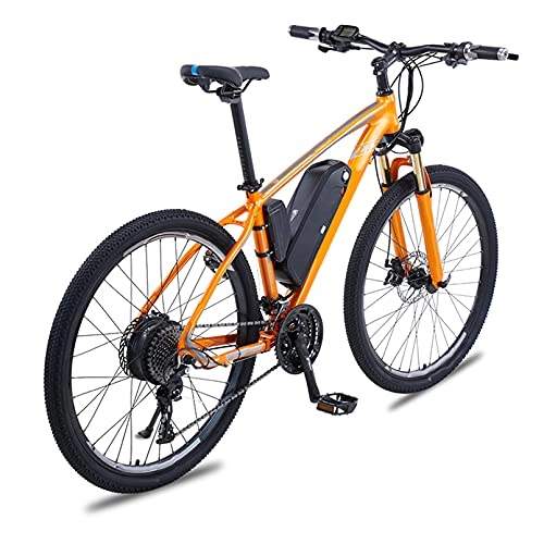 Electric Bike : HULLSI Electric Bike, Aluminum Alloy Frame for Adults Mountain Bike with 500W Motor, 48V / 13Ah Removable Battery, 27 Speed Gears, Double Disc Brakes, Orange, 27.5 inch