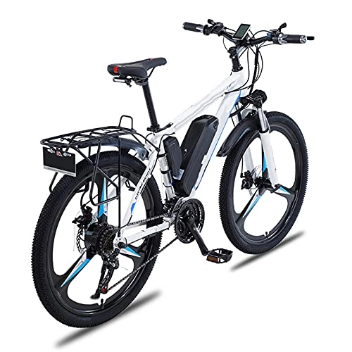 Electric Bike : HULLSI Electric Mountain Bike Aluminum Alloy 26" MTB Assisted Bicycle Lithium Battery 350W Motor, 36V / 10Ah Removable Battery, 21 Speed Gears, Double Disc Brakes, Blue, 8AH