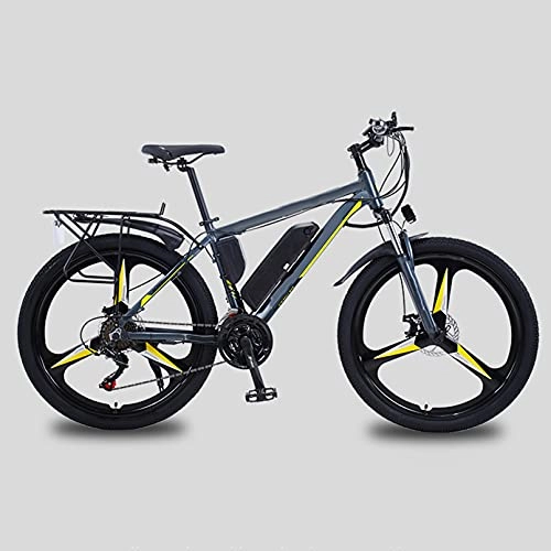 Electric Bike : HULLSI Electric Mountain Bike Aluminum Alloy 26" MTB Assisted Bicycle Lithium Battery 350W Motor, 36V / 10Ah Removable Battery, 21 Speed Gears, Double Disc Brakes, Yellow, 13AH