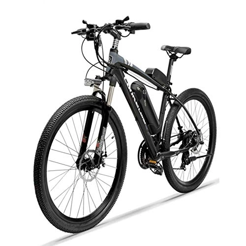 Electric Bike : HWOEK 26'' Electric Bicycle for Adults, Electric Mountain Bike 250W 36V 10Ah Removable Large Capacity Lithium-Ion Battery 21 Speed Gear Double Disc Brake, Black