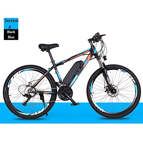 Electric Bike : HWOEK Adult Off-Road Electric Bicycle, 26'' Electric Mountain Bike with Removable Lithium-Ion Battery 21 / 27 Variable Speed, black blue, A 36V8AH