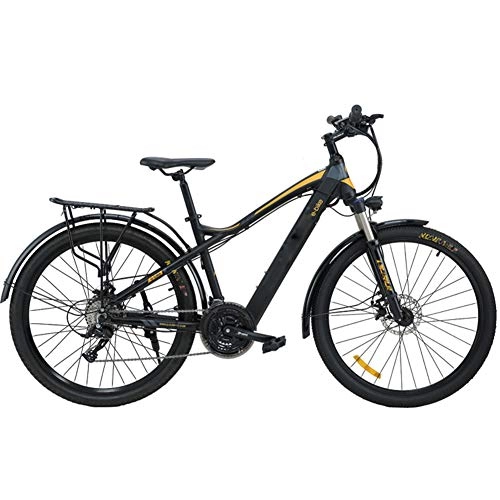 Electric Bike : HWOEK Adults Mountain Electric Bike, 27.5 Inch Travel E-Bike Dual Disc Brakes with Mobile Phone Size LCD Display 27 Speed Removable Battery City Electric Bike