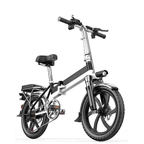 Electric Bike : HWOEK City Folding Electric Bike, 7 Speed 350W Motor 48V Removable Battery 20 Inch Adults Commute E-Bike Dual Disc Brakes Transmission Gears with Rear Seat, 12AH