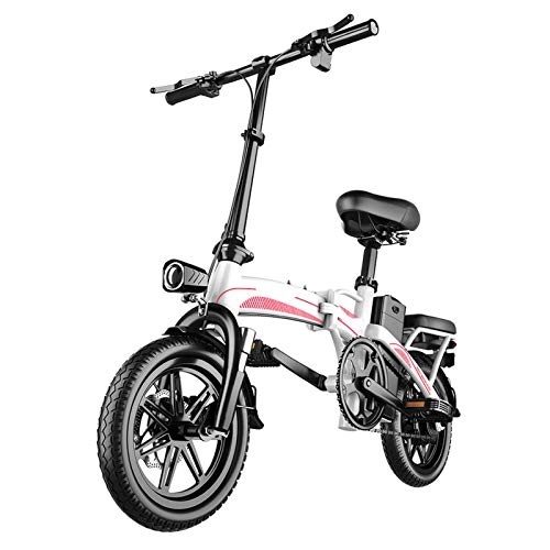 Electric Bike : HWOEK Electric Bikes for Adults, Foldable e Bike 400W 48V 10Ah / 16Ah / 18Ah / 23Ah Removable Large Capacity Lithium-Ion Battery for Commuting, White, 18Ah