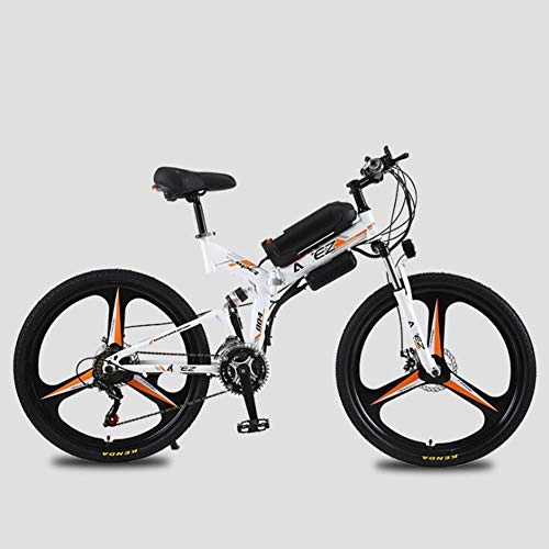 Electric Bike : HWOEK Electric Mountain Bike, 26 inch Electric Bicycle / Commute Ebike with 350W Motor 36V 8 / 10Ah Battery Professional 21 Speed Transmission Gears, White, 8AH 50 kilometers