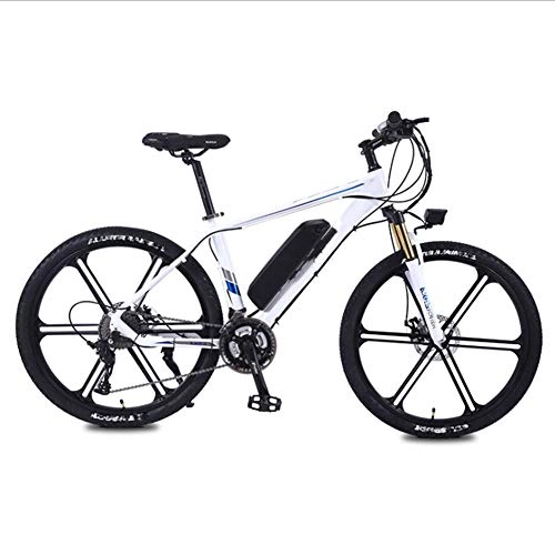 Electric Bike : HWOEK Electric Mountain Bike, 350W 26" Adults Urban E-Bike Removable Lithium Battery 27 Speed Dual Disc Brakes Aluminum Alloy Frame Unisex, White, 8AH