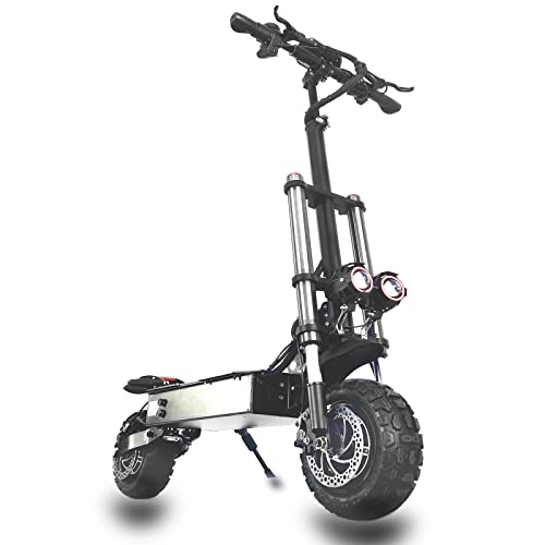 Electric Bike : HWWH Off road Electric Scooter Adult Fast Folding E Scooter Escooter Powerful Dual Motor Dual Suspension 11In Vacuum Tubeless Tire 60V / 40AH Panasonic Large Capacity Lithium Battery 100km Battery Life