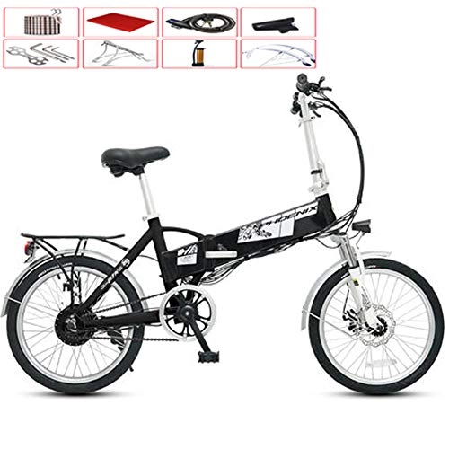 Electric Bike : Hxl E bike Foldable Mountain Bikes 48v 250w Adults Aluminum Alloy Led Front Light Lithium Ion Battery Electric Bike, Black