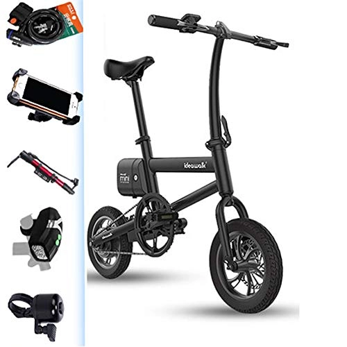 Electric Bike : Hxl E Bike Lightweight Aluminum Folding E Bike with Pedals 36v Lithium Ion Battery Electric Bike Foldable Electric Bike with Front Led Light for Adult