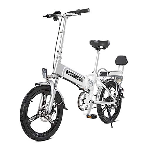 Electric Bike : Hxl Electric Bike 20 Inch Portable Electric Bike for Adult with 48v Lithium-ion Battery E-bike 400w Powerful Motor Lightweight Aluminum Folding Bikes Speed About 25km / h, White
