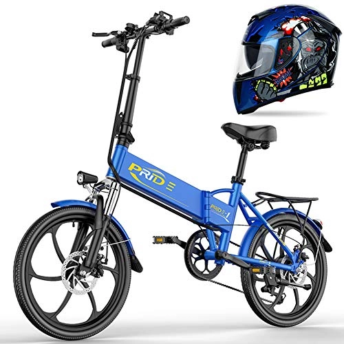Electric Bike : Hxl Electric Bike Portable Ebike for Commuting & Leisure 20'' and Three Working Modes Removable Lithium Battery Pedal Assist Unisex Bicycle, Blue, 80km