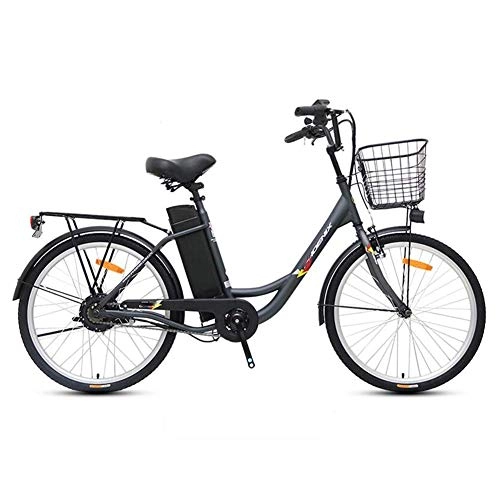 Electric Bike : HY-WWK Adult Commuter Electric Bike, 250W Motor 24 inch Urban Retro Electric Bike 36V 10.4Ah Removable Battery with Led Display, Blue, Black