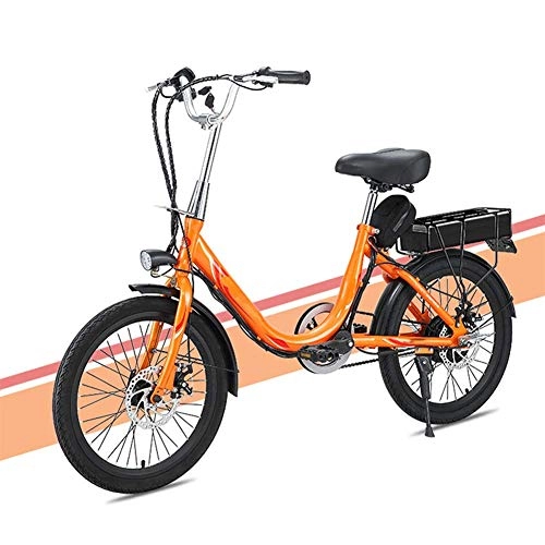 Electric Bike : HY-WWK Adult Lady Electric Bike, 20 inch Mini Electric Bike 7 Speed Transmission Gears 48V 8 / 10Ah Battery Commute Ebike with Rear Seat Dual Disc Brakes, Blue, 10A, Orange