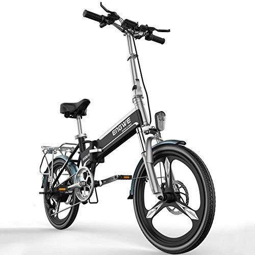 Electric Bike : HY-WWK Electric Bicycles 20 inch 400 W Folding Electric Bicycle Sporting with Removable 48V Lithium Battery Charger and Lock Portable and Easy to Caravan, 40To80Km-White, Black