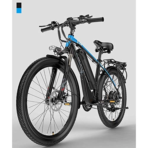 Electric Bike : HY-WWK Electric Off-Road Bike, 400W Brushless Motor 26 inch Adults Electric Mountain Bike 21 Speed Removable 48V Battery Dual Disc Brakes with Back Seat, Blue, 10.4Ah, Blue