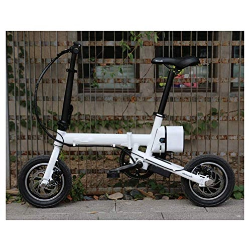 Electric Bike : HY-WWK Folding Electric Bike for Adults, 36V Removable Lithium Battery 12 inch Urban Commuter Electric Bike 250W Motor Aluminum Handlebar, Black, White