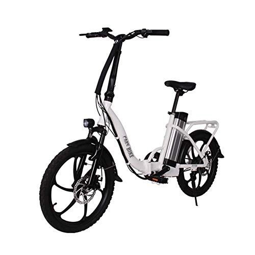 Electric Bike : HY-WWK Folding Electric Bike for Adults, Dual Disc Brakes 20 inch City Commute Ebike 36V Removable Lithium Battery 250W Motor LCD Display, White, White
