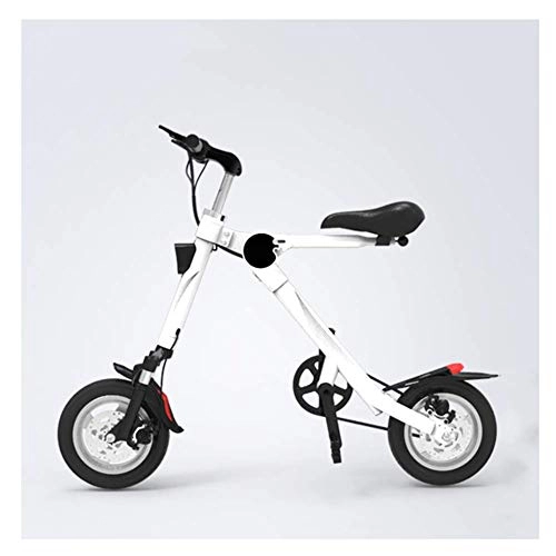 Electric Bike : HY-WWK Small Folding Electric Bike, 250W Motor 12 inch Adults City Commute Ebike Aluminum Alloy Frame Dual Disc Brakes Double Shock Absorption 36V Lithium Battery, Black, White