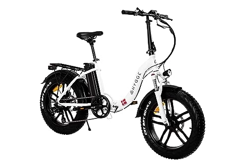 Electric Bike : Hygge Step Vester Electric Bike, Ebikes, 20" Fat Tire E-Bike 250W Hub Motor, Electric Bicycles, Folding EBike, 36V / 10Ah Battery, 60KM, E Bike for Men and Women (White)