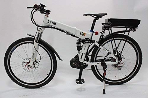 Electric Bike : HYLH 48V 750W Bafang / 8Fun Mid-drive White Foldable Frame Electric Bicycle With Ebike 48V 20Ah Lithium Rear Carrier Battery