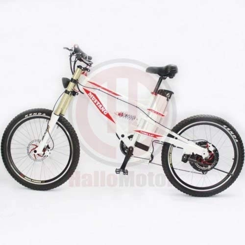 Electric Bike : HYLH Black Or White Frame 48V 1500W Mustang Mountain Ebike 48V 18Ah Electric Bicycle Lithium Battery Zoom Triple Crown Fork