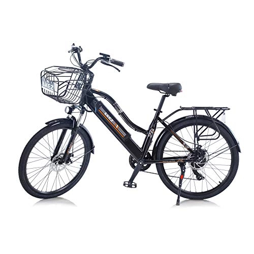 Electric Bike : Hyuhome 2021 Upgrade Electric Bikes for Women Adult, All Terrain 26" 36V 250 / 350W E-Bike Bicycles Removable Lithium-Ion Battery Mountain Ebike for Outdoor Cycling Travel Work Out (Black, 250W)