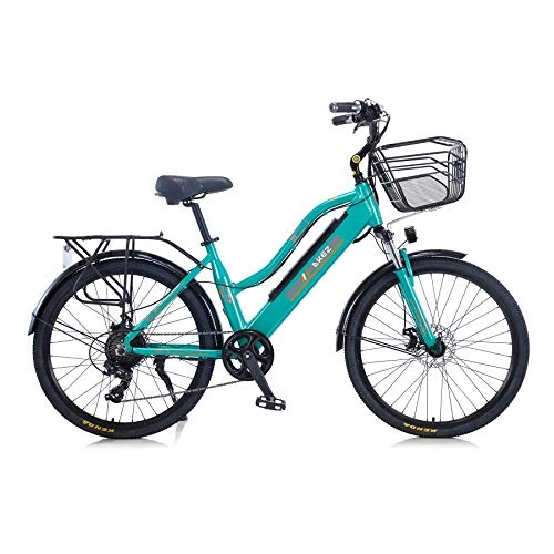 Electric Bike : Hyuhome 2021 Upgrade Electric Bikes for Women Adult, All Terrain 26" 36V 250 / 350W E-Bike Bicycles Removable Lithium-Ion Battery Mountain Ebike for Outdoor Cycling Travel Work Out (Green, 350W)