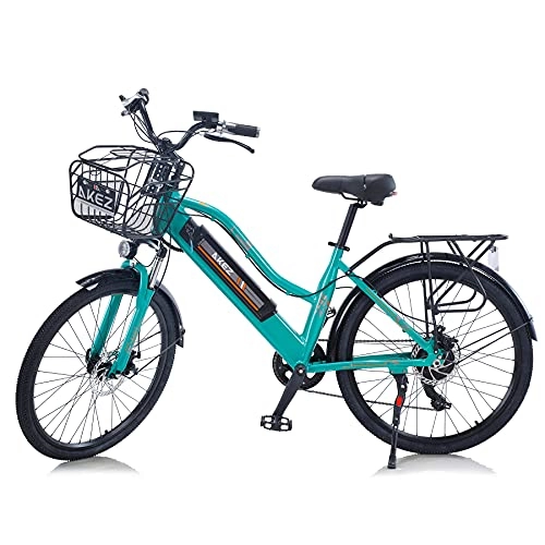 Electric Bike : Hyuhome 26" Electric Bike for Adult, Mountain E-Bike for Men, Electric Hybrid Bicycle All Terrain, 36V 350W Removable Lithium Battery Road Ebike, for Cycling Outdoor Travel Work Out (green, 250w)