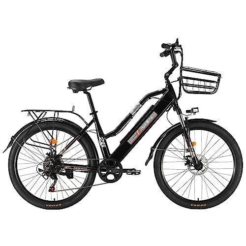 Electric Bike : Hyuhome 26" Electric Bike for Adult, Mountain E-Bike for Men, Electric Hybrid Bicycle All Terrain, 36V Removable Lithium Battery Road Ebike, for Cycling Outdoor Travel Work Out (black)