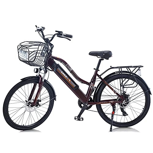 Electric Bike : Hyuhome 26" Electric Bike for Adult, Mountain E-Bike for Men, Electric Hybrid Bicycle All Terrain, 36V Removable Lithium Battery Road Ebike, for Cycling Outdoor Travel Work Out (brown)