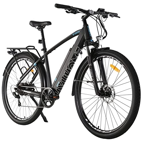 Electric Bike : Hyuhome 28'' Electric Bikes for Adults Men, E Bikes for Men, Electric Mountain Bike with 36V 12.5Ah Removable Battery, BAFANG Motor and Shimano 7 Speed Gear (black, 820M)